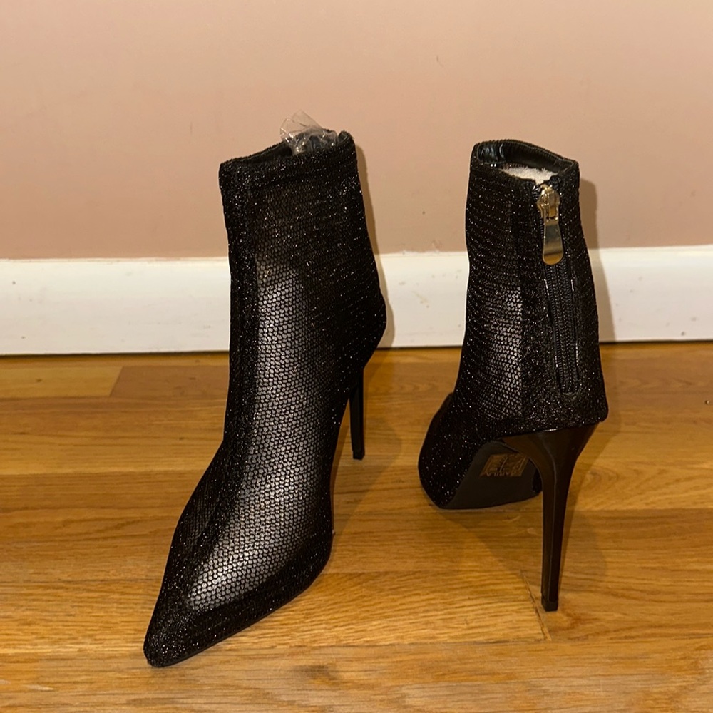 Black Mesh Stiletto Boots